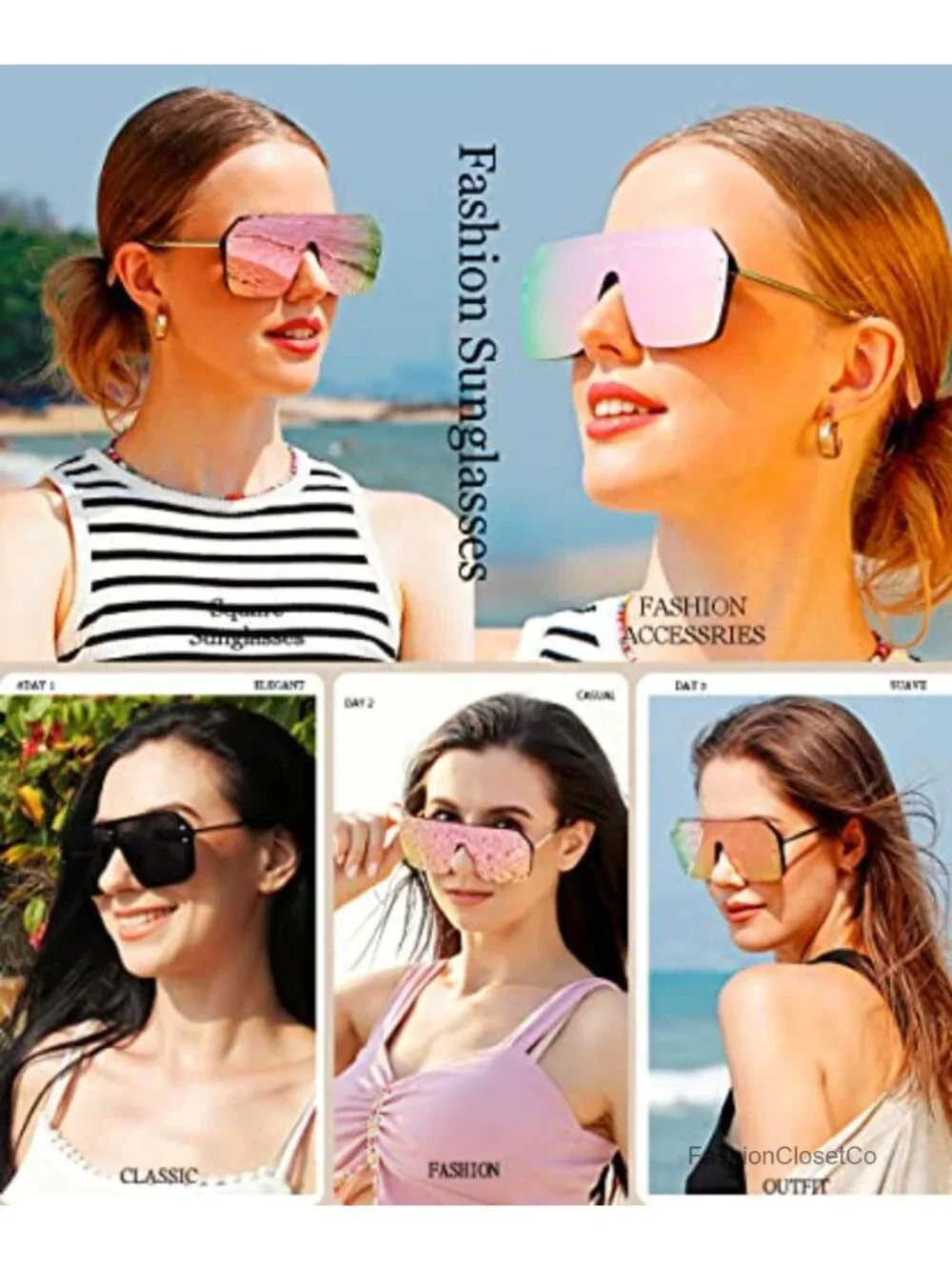 Oversized Rimless Sunglasses UV400 Metal Frame Women Shield Shape